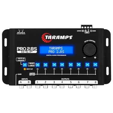 Taramp's Taramps Pro 28S Black DSP Crossover Full Digital Signal Audio Processor and Equalizer with sequencer 15Band Graphic Equalization 12 preset EQ 2Channel in and 8Channel Out Car Audio Sound Qual