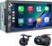 SJoyBring Double Din Car Stereo with Dash Cam Wireless Apple CarPlay Android Auto 240W 42CHN 7 Touchscreen SWC Bluetooth FMAM Car Radio 2 Subwoofers Outputs Backup Camera