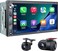 SJoyBring Double Din Car Stereo with Dash Cam Wireless Apple CarPlay Android Auto 240W 42CHN 7 Touchscreen SWC Bluetooth FMAM Car Radio 2 Subwoofers Outputs Backup Camera
