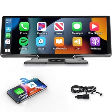 Podofo 1026 Touchscreen Wireless Carplay Portable Car Stereo Android Auto Car Play Navigation Voice Control BluetoothAUXFM Car Radio Receiver