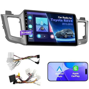Inexaccessories 4G64G Car Radio Stereo for Toyota RAV4 20132018 Wireless CarplayAndroid Auto with Android 13 Support BluetoothVoice ControlGPSWiFiBackup CameraSWCFM 101 Inch IPS Touch Screen