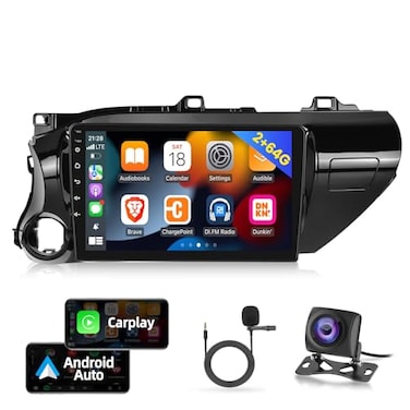 EKAT 2GB64GB Car Radio for Toyota Hilux 20152020 101 inch Touch Screen Car Stereo with Android 13 System CarplayAndroid Auto1080PHiFi AudioBluetooth AHD Backup Camera Mic