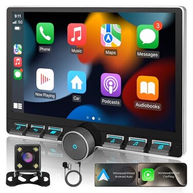 WENMENGDE 10inch 4Core 232GB IPS Full Touch Screen Android Car Radio Audio Video Stereo Player for Double Din Raido Model with CarPlay Android Auto WiFi BT MirrorLink Split Screen PIP GPS Navigation
