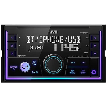 JVC KWSX88BT Bluetooth Double Din Digital Media Car Stereo with Shallow Chassis Variable Color Dsplay Front USB and Aux Powerful Amplifier AMFM Radio Perfect OEM Replacement for Your Vehicle