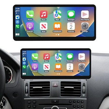 NINETOM 2026 Upgraded 123 UltraNarrow Touchscreen Wireless CarPlay Android Auto Receiver Compatible with MercedesBenz CClass W204 20082010 for NTG 40 System