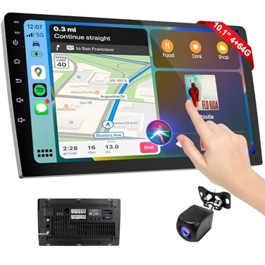 Haudio Wireless Double Din Car Stereo with Apple CarPlayAndroid AutoCarplay Screen for CarVoice Control with Backup CameraBluetoothNavigation Mirror Link 101 Inch