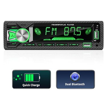 AMprime Single Din Car Stereo Bluetooth Hands Free Calling Car Audio Receivers with Digital LCD Display FM Car Radio MP3 Player Quick Charge USBSDAUXin Builtin Microphone