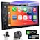 Inexaccessories Double Din Car Stereo with CDDVD Player Apple Carplay Android Auto 62Inch Car Radio with Bluetooth and Backup Camera Touch Screen Mirror Link Steering Wheel Control USBTFAUX Input AMFM