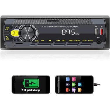 UNITOPSCI Single Din Car Stereo Bluetooth 50 Multimedia Audio Receiver Push to Talk Assistant HandsFree Call Voice Control MP3FMAUX inUSBTF Input APP Control LCD Digital Display