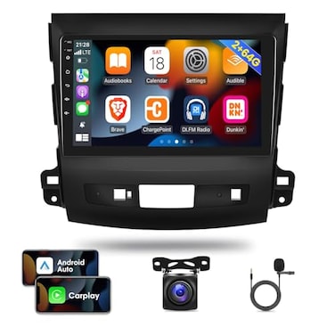 EKAT 2G64G Car Radio for Mitsubishi Outlander 20082015 9 inch Android Touch Screen Stereo CarplayAndroid AutoHiFi AudioWiFi1080PSWCBluetooth AHD Backup CameraMIC