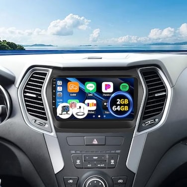 AMprime 264G Android 15 Car Stereo for Hyundai Santa Fe IX45 20132018 with Wireless CarplayAndroid Auto9 Inch Car Radio with Mirror Link Bluetooth FMRDS WiFi GPS Navigation SWCAHD Backup Camera