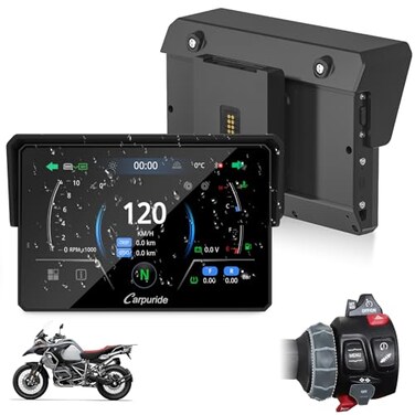 CARPURIDE W502BS for BMW Motorcycle CarPlay Android Auto Dual Bluetooth 5 Waterproof GPS Navigation Screen Data Reading Native Wonder TPMS Light Sensor Music Sharing Intercom 16Pin