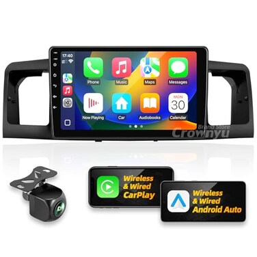 Crownyu for Toyota Corolla 20042008 Radio Compatible with Wirelessly Carplay Android AutoCar Stereo Upgrade Android Bluetooth Navigation Touchscreen GPS FM Multimedia Player Backup Camera Head Unit