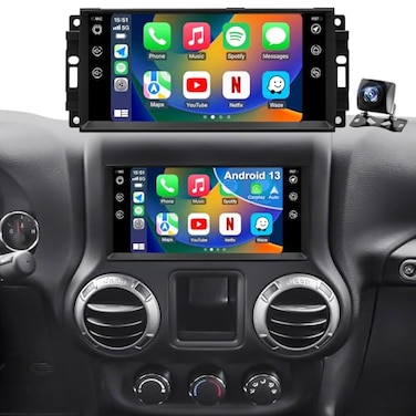 iCarSEPTON 5GWifi Upgrade Android Car Radio for Jeep Wrangler JK 20072018 Compass Patriot Dodge RAM 15002500 20092012 Touch Screen Car Stereo Wirelss Carplay Android Auto GPS Navigator FM Backup Camer