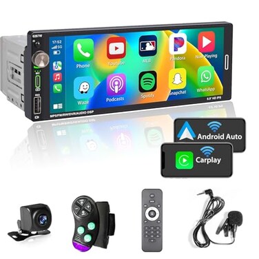Alondy Single Din Car Touchscreen Radio 69inch Compatible with Wireless Apple CarPlay Android Auto Car Stereo Bluetooth USB 21A TypeC Fast Charge Backup Camera RCA