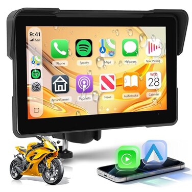 KYNNT 7 Motorcycle Wireless CarPlay GPS Navigation System Android Auto Portable CarPlay Screen for Motorcycle Dual Bluetooth Car Play Moto Siri Google Assistant EQ IP67 Waterproof Moto Screen
