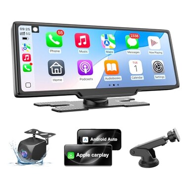 25HOURS HK5 Carplay Screen for Car 1026 HD Wireless Apple Carplay Android Auto Touchscreen with Backup Camera Car Play Screen iOS 26 Compatible GPS NavigationMirror LinkSiriFM No Front Camera