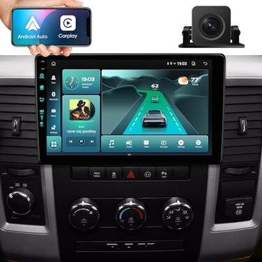 TWAHH 10th System 5GWiFi61201Mbps for Dodge RAM 1500 2500 3500 Radio Upgrade 2009 2010 2011 2012Android 13 Stereo ReplacementAMFMWirelessWired Carplay Android Auto1080P Camera 4Ram 64Rom 10th