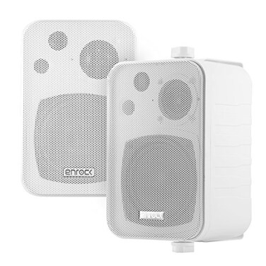 Enrock Audio EKMR408W 4 30 Watt Peak Power 3Way in DoorOut Door BoxSpeaker White Pair