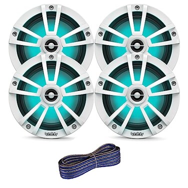 Enrock Marine 2 Pair Qty 4 of Infinity Reference 65 225 Watt Peak Power Waterproof Marine Speakers White with Enrock 50 ft 16Gauge Speaker Wire OEM Replacement