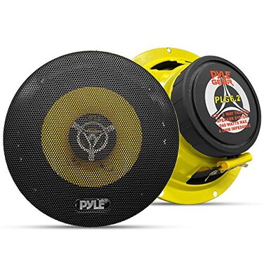 Pyle Car Two Way Speaker System Pro 65 Inch 240 Watt 4 Ohm Mid TweeterAudio Sound Speakers For Car Stereo w 30 Oz Magnet Structure 225 Mount Depth Fits Standard OEM PLG62 Pair Yellow
