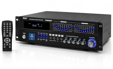Pyle Bluetooth Hybrid Home Amplifier 6Channel 2000W Rack Mount Power Amplifier Receiver w Radio Dual 10 Band EQ Karaoke Microphone x2 USB RCA COAX OPT DVD Inputs HiDef Input and Output