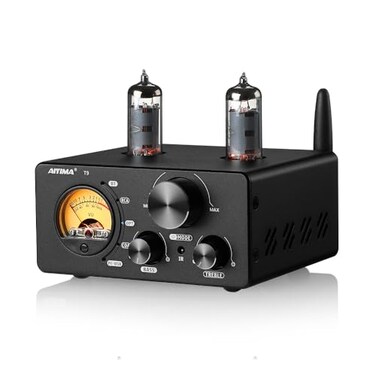 AIYIMA T9 200W Bluetooth Amplifier HiFi Digital Class D Power Amp 2021 Channel Vacuum Tube DAC Amp with VU Meter Bass Treble Bluetooth Coaxial Optical PCUSB inputs