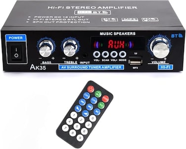 WOOPKER AK35 Stereo Amplifier Home Audio Bluetooth 50 Max 200W 20 Channel Mini Amplifier Stereo Receivers for Car Home Party Audio Amplifier AMP wUSBTF CardAUX InputBass Treble Control