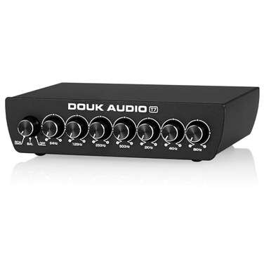 Douk Audio 7 Band Equalizer Balanced EQ Audio Preamp with XLR RCA Input and Output for Home Stereo Amplifier Computer Speaker T7