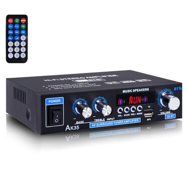 WOOPKER AK35 200W Stereo Audio Amplifier Bluetooth 50 20 Channel Mini Amplifier Stereo Receivers with Bass Treble ControlHome Amplifier wAUX USB SD Card InputRemote Control