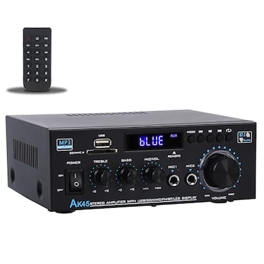 FLoveedio Stereo Audio Amplifier Upgraded AK45 Pro Bluetooth Receiver for Home Stereo 400W 2 Channel Wireless Bluetooth 50 Power Amplifier System with FM Radio USB SD Card and Remote Control