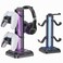 KDD RGB Headset Stand with 9 Light Modes Controller Holder for Desk Rotatable Headphone Stand Detachable Controller Hook for PC Earphone AccessoriesBlack