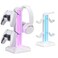 KDD RGB Headset Stand with 9 Light Modes Controller Holder for Desk Rotatable Headphone Stand Detachable Controller Hook for PC Earphone AccessoriesWhite