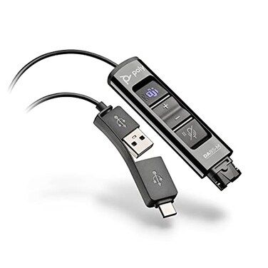 Poly DA85M USBAUSBC Digital Adapter Plantronics Works with Poly Call Center Quick Disconnect QD Headsets Acoustic Hearing Protection Hold Call Answer Buttons Optimized for Teams