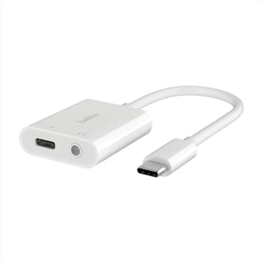 Belkin Rockstar 35mm Audio with USBC Charge Adaptor Included USBC Audio Adaptor Compatible with iPad Pro Galaxy Note Google Pixel LG G6 Sony Xperia OnePlus and More White