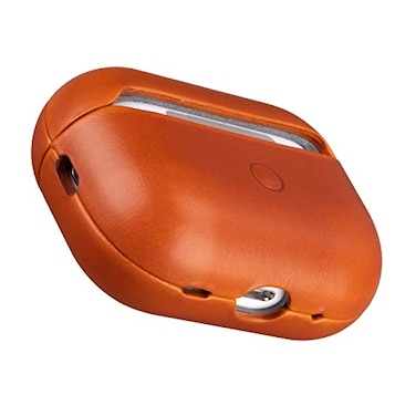 Maogoam for AirPods Pro 2 Leather Case Cover with Button Genuine Crystal Vegetable Tanned Oil Wax Leather Case for AirPods Pro 2nd Generation Elegant Style Front LED Visible Orange