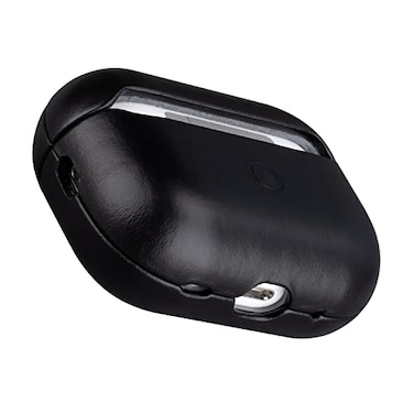 Maogoam for AirPods Pro 2 Leather Case Cover with Button Genuine Crystal Vegetable Tanned Oil Wax Leather Case for AirPods Pro 2nd Generation Retro Elegant Style Front LED Visible Gloss Black