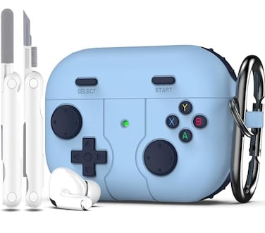 R-fun Rfun for AirPods Pro 2 Case Silicone Game Console Design Compatible with Airpods Pro Case 2nd 1st Generation 202320222019 with Cleaner Kit and Carabiner Blue