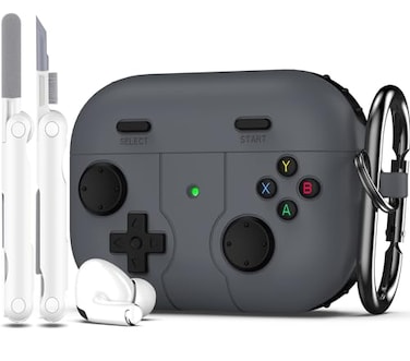 R-fun Rfun for AirPods Pro 2 Case Silicone Game Console Design Compatible with Airpods Pro Case 2nd 1st Generation 202320222019 with Cleaner Kit and Carabiner Black