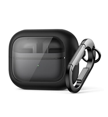 SURITCH for Samsung Galaxy Buds 3 Pro 2024 Buds 3 2024 Buds3 FE 2025 Case Magnetic Bumper Cases Rugged Shockproof Protective Covers with Carabiner Cleaning Kit Removal Tool Black