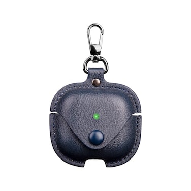 YQGFashbf for Airpods 4 Case Leather with Keychain Stylish Retro Leather Wireless Charging Protective Headphone Case Cover for Apple Airpods 4th Generation 2024 Front LED Visible Blue