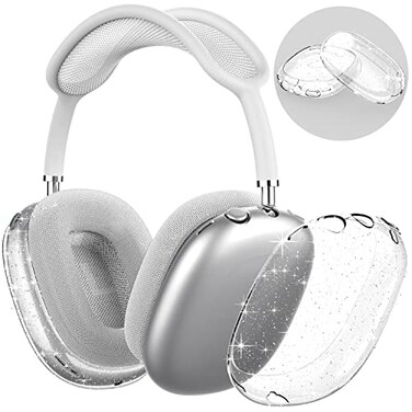 NIUTRENDZ Clear Case for AirPods Max Case Cover Soft TPU Protective Ear Cups Covers AccessoriesAntiFingerprint AntiScratch AntiDust Glitter