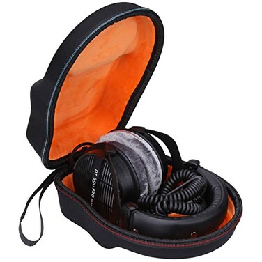 Mchoi Hard Portable Case Compatible with Beyerdynamic DT 990 PRODT 770 PRO Open Studio Headphone Case Only Black and Orange