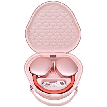 Elonbo Hard Carrying Case for Apple AirPods Max Wireless OverEar Headphones AirPods Max Cover Bluetooth Wireless Headphones Travel Protective Holder Earphone Storage Bag PinkPU leather