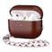 Maogoam Genuine Leather Case for AirPods Pro 3 3rd Gen 2025 Elegant Leather Cover Adjustable Lanyard Hard Shell Develops Patina Wireless Charging for Fashion Luxury Lovers Red Brown