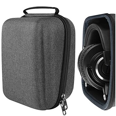Geekria Shield Case Compatible with AudioTechnica ATHM50XBT2 ATHM50X ATHM40X Headphones Replacement Protective Hard Shell Travel Carrying Bag with Cable Storage Dark Grey