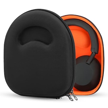 Geekria Shield Headphones Case Compatible with Sony WH1000XM5 WH1000XM4 MDRXB950BT WHCH720N and More Replacement Hard Shell Travel Carrying Bag with Cable Storage Black