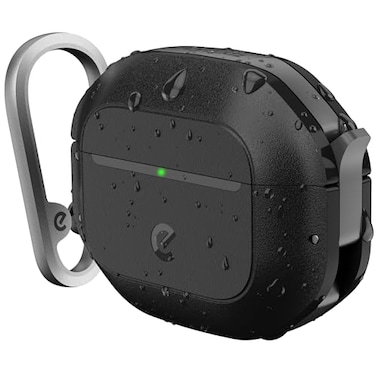 Keybudz for Waterproof AirPods 4 Case with Lock IP68 Waterproof and Dust Proof Shockproof Protector Heavy Duty Rugged Protection Drop Proof Hard Cover for AirPods 4th Gen Carbon Black