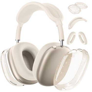 Aiaabq for AirPods Max case CoverAntiScratch Ear Pad Case CoverEar Cups CoverHeadband Cover for AirPods Max Clear Soft TPU and SiliconeSkin Scratch Proof
