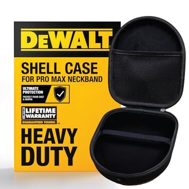 DEWALT Heavy Duty Protective Headphone Case for Pro Max Neckband Compact Lightweight wEVA Earphone Hard Shell Case Headset Travel Carry Shockproof WaterResistant Soft Interior Accessory Pocket